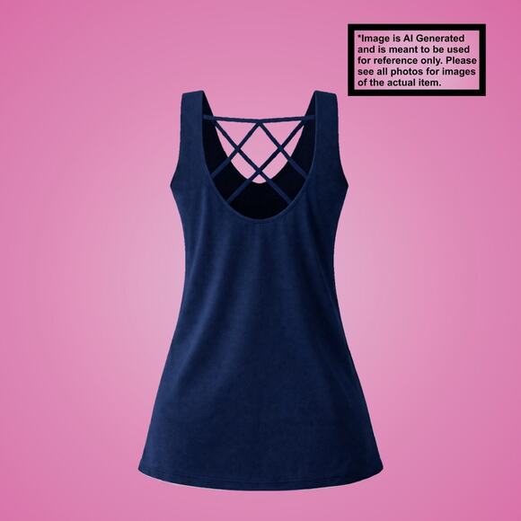 Ladies New Small Dark Blue Diamond Back Design Super Soft Athletic Tank Top - Picture 2 of 7